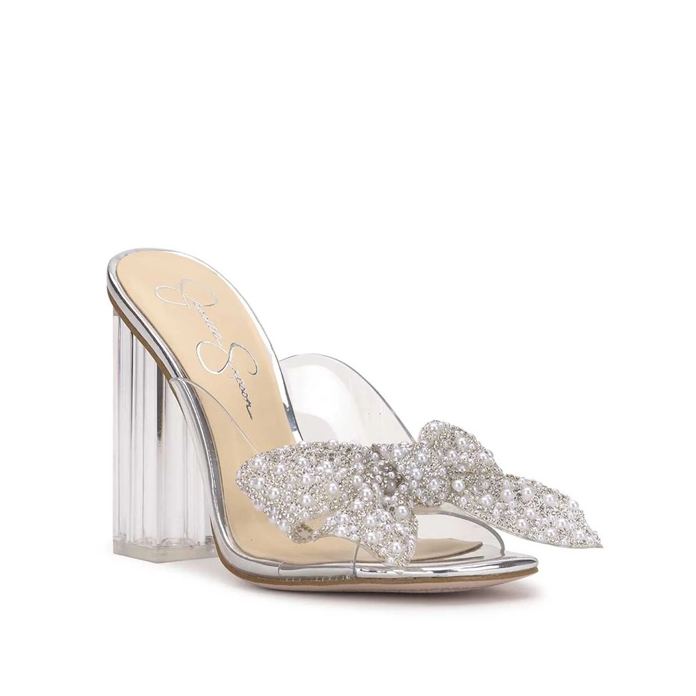 NWT Jessica Simpson Saidah Block Heel Mule In Clear Sz 6,5